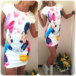 Mouse Dress Women Fashion Print O-Neck Sleeveless Summer Mini Dresses Bodycon Slim Casual Pencil Vestidos