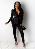 Women's Set Tracksuit Plus Size Ruffles Bow Blazers Pants Suit