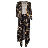 Women Cardigan Long Trench Tops And Bodycon Pant Suit