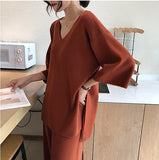 Knitting Female Sweater Pantsuit For Women