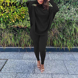 Batwing Sleeve Turtleneck Top & Skinny Pants Set