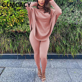 Batwing Sleeve Turtleneck Top & Skinny Pants Set