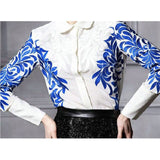 Long Sleeve Shirts Embroidery White Blouse