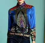 print silk shirt fashion women's long-sleeve Blouse