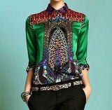 print silk shirt fashion women's long-sleeve Blouse