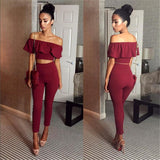 One Neck Fashion Casual Two Piece Suit Fashion